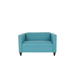 Homeroots Love Seats 50 Teal Blue Dark Brown Polyester Blend Love Seat