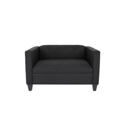 Homeroots Love Seats 80" Black and Dark Brown Polyester Blend Love Seat