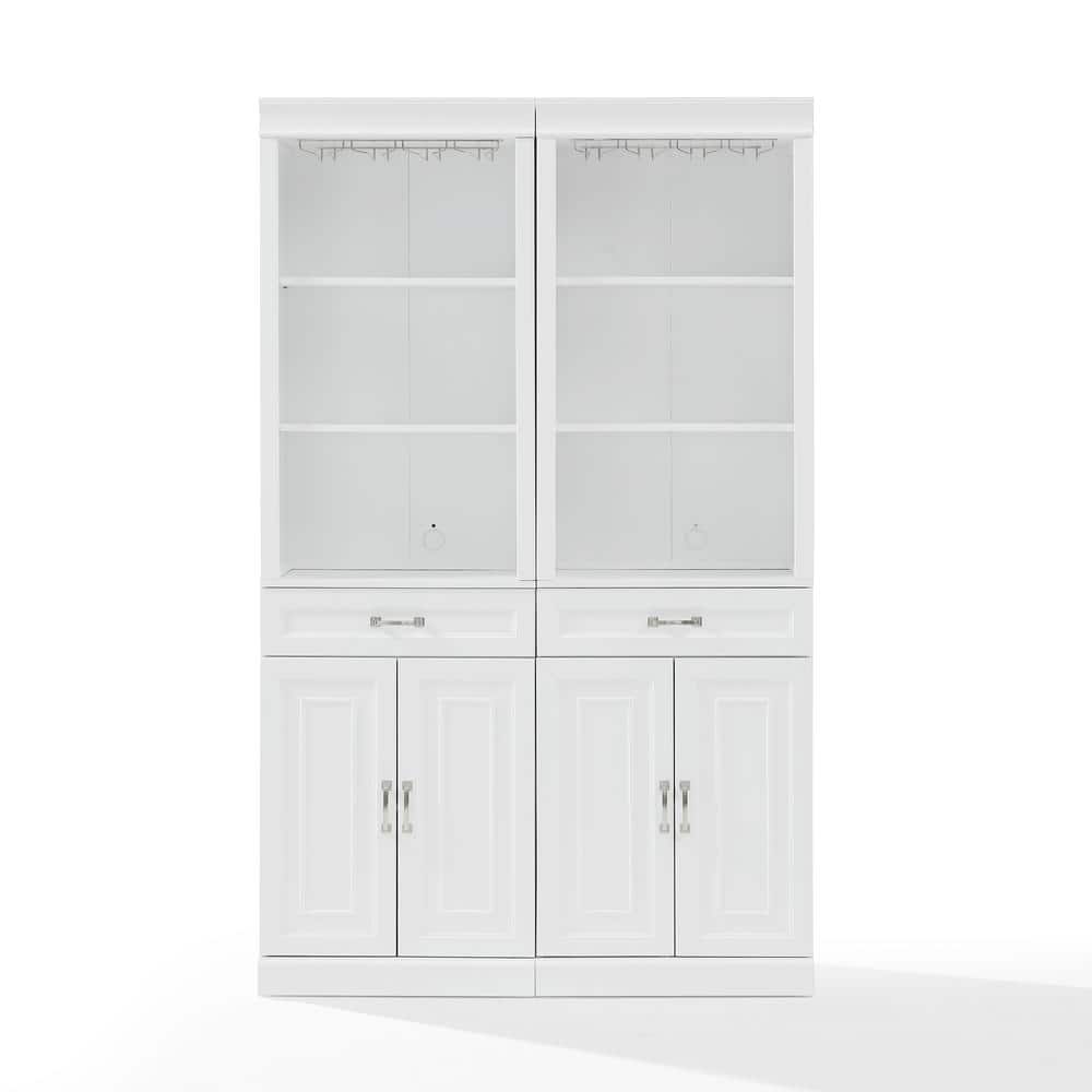 Crosley Furniture KF33042WH 78 x 47.5 x 14.5 in. Stanton Bar Cabinet Set&#44; White - 2 Piece