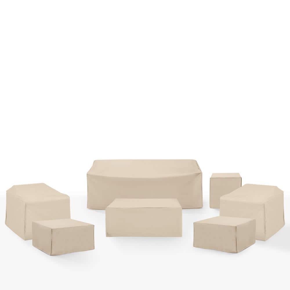 Crosley Furniture MO75055-TA 30 x 81 x 32 in. Outdoor Furniture Cover Set&#44; Tan - 7 Piece
