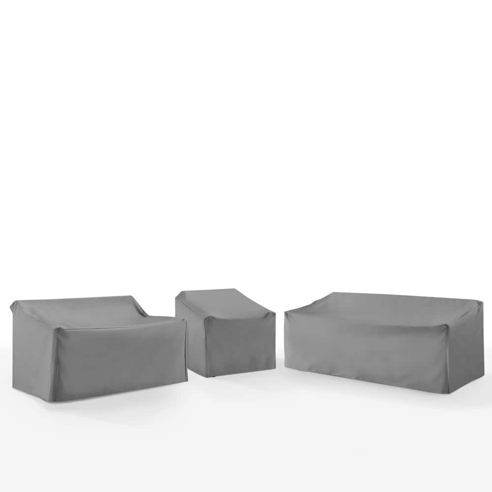 Crosley Furniture MO75047-GY 30 x 81 x 32 in. Outdoor Sectional Furniture Cover Set&#44; Gray - 3 Piece
