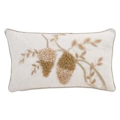 RLM Distribution 12 x 20 in. Embroidered Flower Throw Pillow with Down Filling&#44; Gold