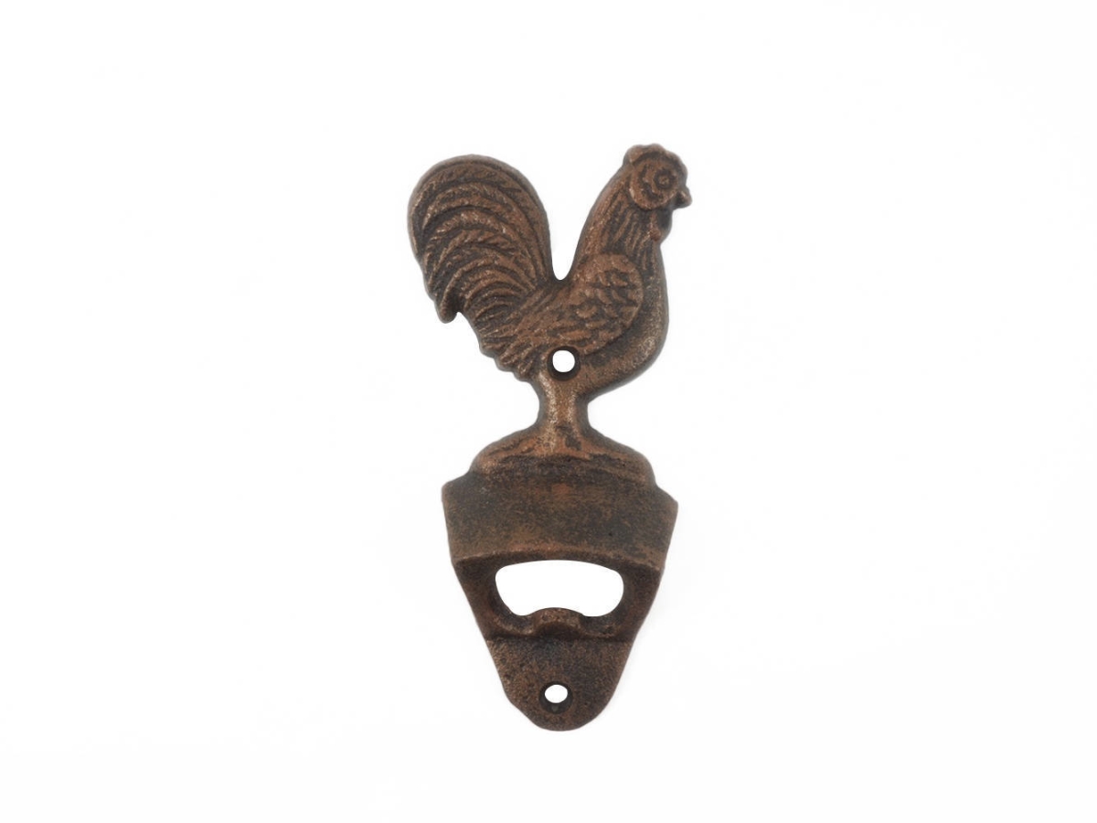 Handcrafted Model Ships K-1458-rc 6 in. Cast Iron Rooster Bottle Opener&#44; Rustic Copper