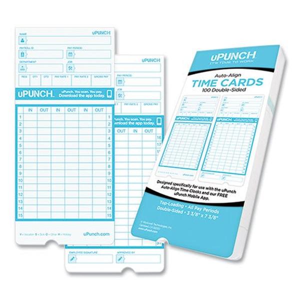 uPunch PPZCB1100 3.38 x 7.38 in. Pay-to-Punch Time Card for SB1200 Time Clock&#44; Two Sides - Pack of 100