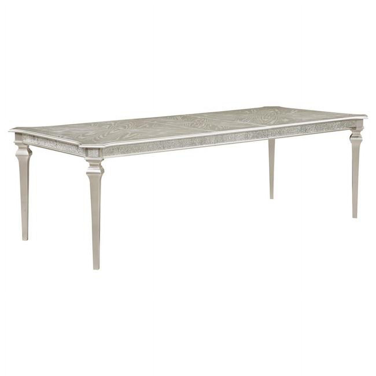 Benjara BM307114 78 & 96 in. Nive Faux Diamond Inlay Dining Table with Extension Leaf&#44; Silver
