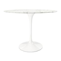 Homeroots Kitchen & Dining 40" White Marble And Metal Dining Table