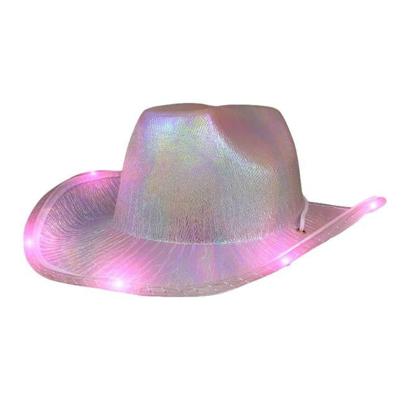 blinkee LUGLSMCH-PK Light Up Glorious Luminous Sheen Metallic Cowboy Space Cowgirl Pink LED Hat