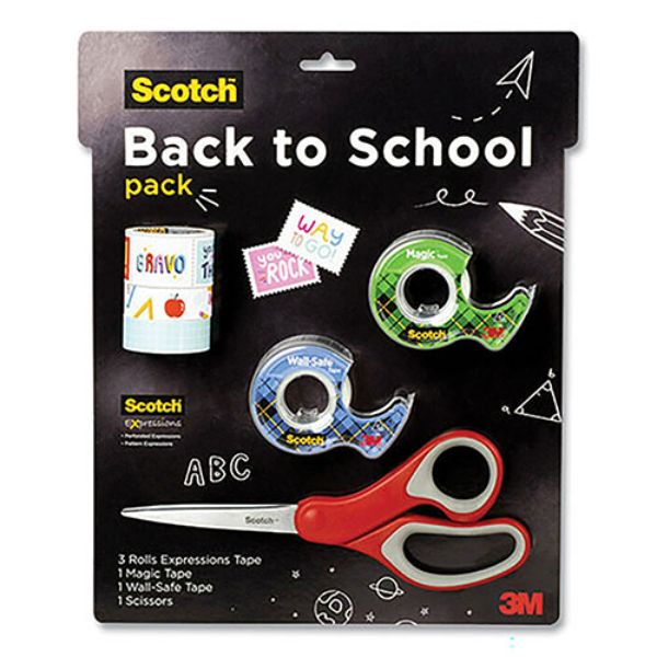 3M MMMPKSCOTCH21 Back To School Pack Assorted Tapes Plus Scissors
