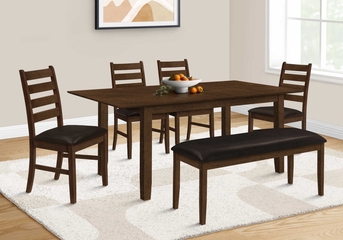 Monarch Specialties I 1373 48 in. Rectangular Dining Room Entryway Hallway Kitchen Upholstered Wood Solid Wood & Leather-look Transitional Bench&#44