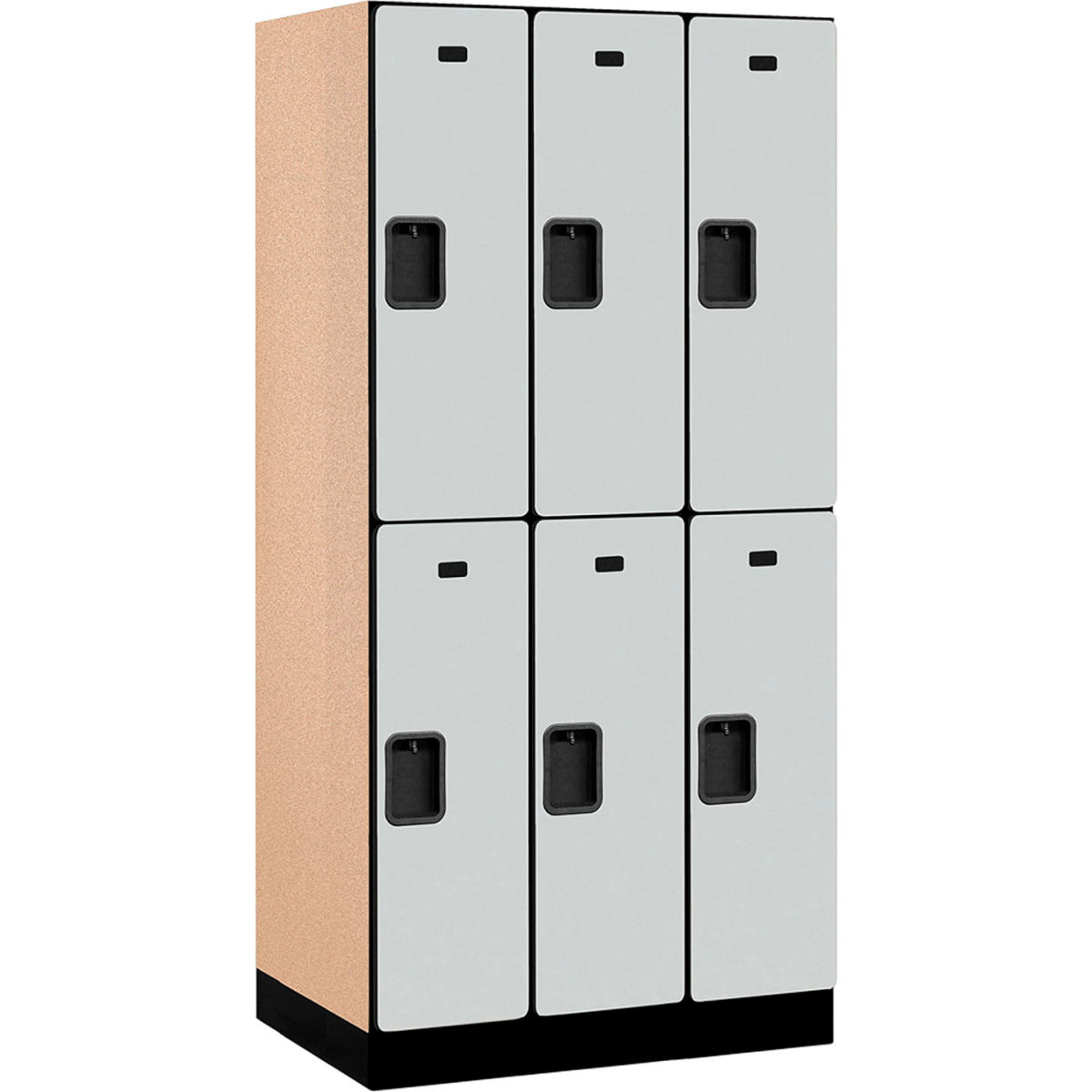 Salsbury Industries B2177344 Assembled Double Tier 6 Door Designer Wood Locker&#44; Gray - 12 x 21 x 36 in.