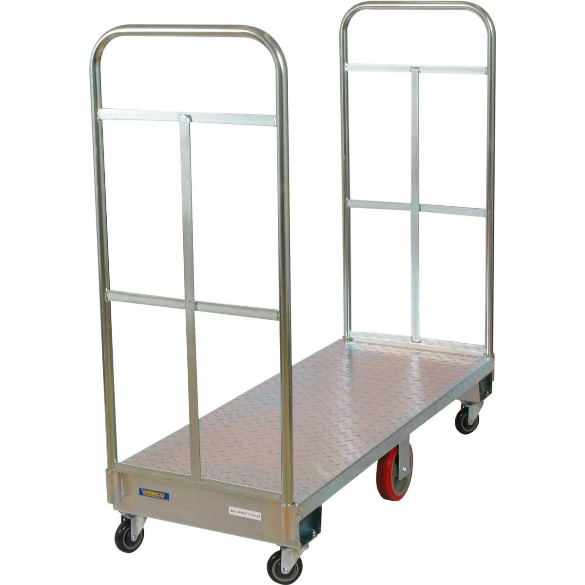 Wesco Industrial Products 6640500 1750 lbs 273295 Galvanized Steel Narrow Aisle Platform Truck - 60 x 24 in.
