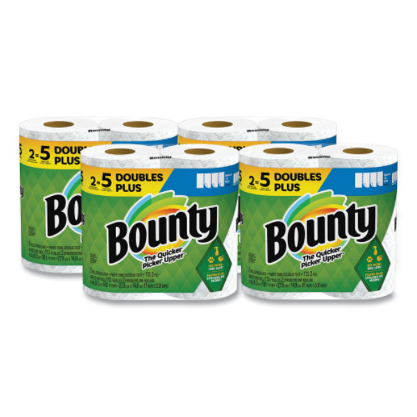 Bounty PGC08362 16 x 11 in. 2 Ply Kitchen Roll Paper Towels&#44; White&#44; 2 Double Plus Rolls - Pack of 4