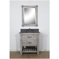 InFurniture WK8230-G-WK TOP 30 in. Rustic Solid Fir Single Sink Vanity in Grey Driftwood With Limestone Top-No Faucet