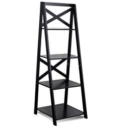 Total Tactic HW66096BK 4-Tier Leaning Free Standing Ladder Shelf Bookcase, Black