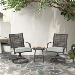 Total Tactic NP11212 Patio Swivel Chair Set with Soft Seat Cushions for Backyard - 3 Piece