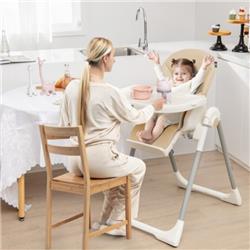 Total Tactic AD10018YE 4-in-1 Foldable Baby High Chair with 7 Adjustable Heights & Free Toys Bar&#44; Yellow