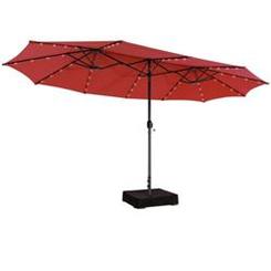 Total Tactic NP10247WN 15 ft. Double-Sided Patio Umbrella with 48 LED Lights&#44; Dark Red
