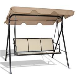Total Tactic OP70492ZS Outdoor Patio Swing Canopy 3 Person Canopy Swing Chair&#44; Brown