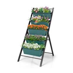 Total Tactic NP10182GN 5-Tier Vertical Garden Planter Box Elevated Raised Bed with 5 Container, Green