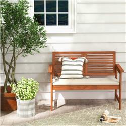 Total Tactic JV11109 2-Person Solid Wood Patio Bench with Backrest & Cushion