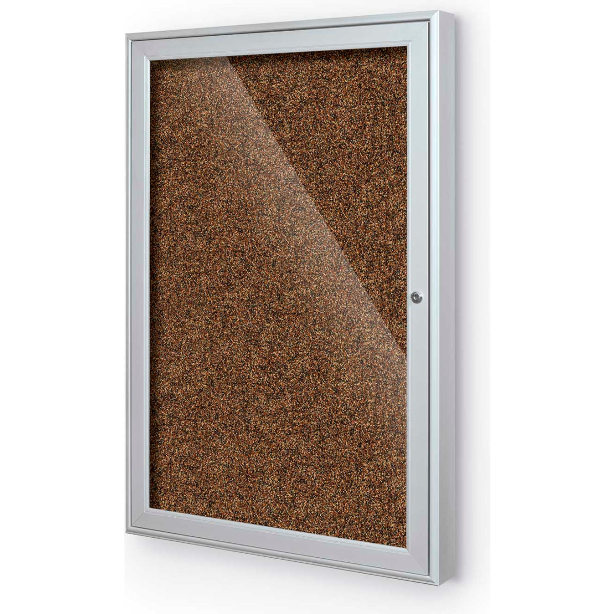 Balt B437944 Enclosed Bulletin Board with 1 Door, Tan Rubber & Silver Aluminum Frame 24 x 36 in.