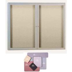 Ghent Manufacturing Ghent PA24860F-91 48 in. x 60 in. 2-Door Satin Aluminum Frame Enclosed Fabric Tackboard - Gray