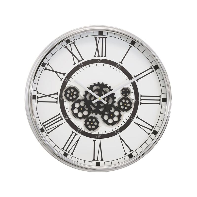 Clock Creations 22 in. Wall Clock with Open Moving Gears&#44; Black & White
