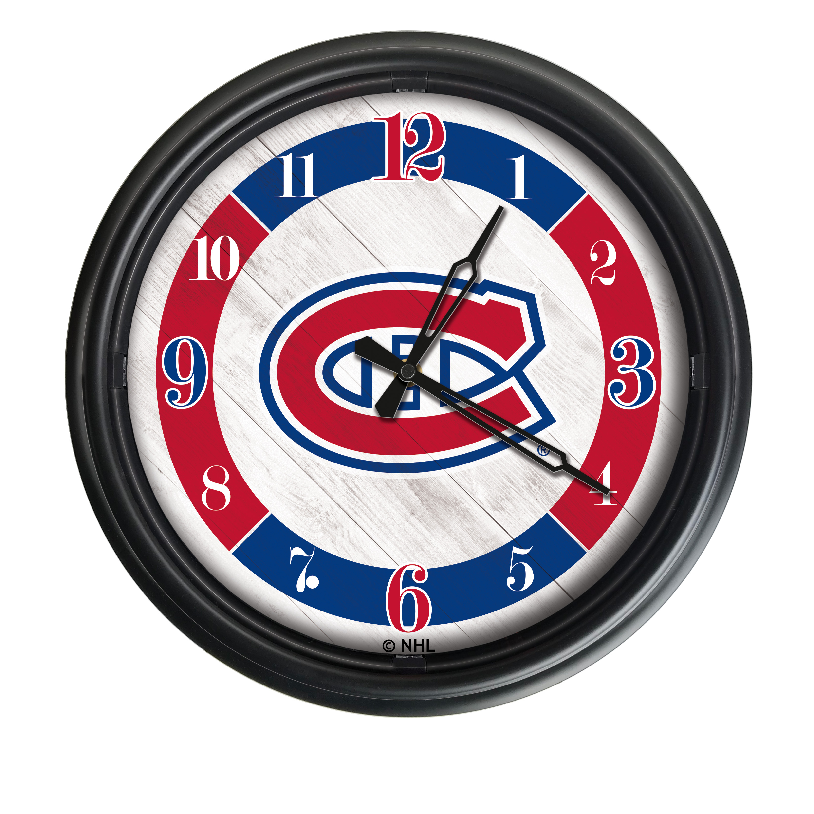 John Hancock 14 in. Dia. Montreal Canadiens Indoor & Outdoor LED Wall Clock&#44; Black
