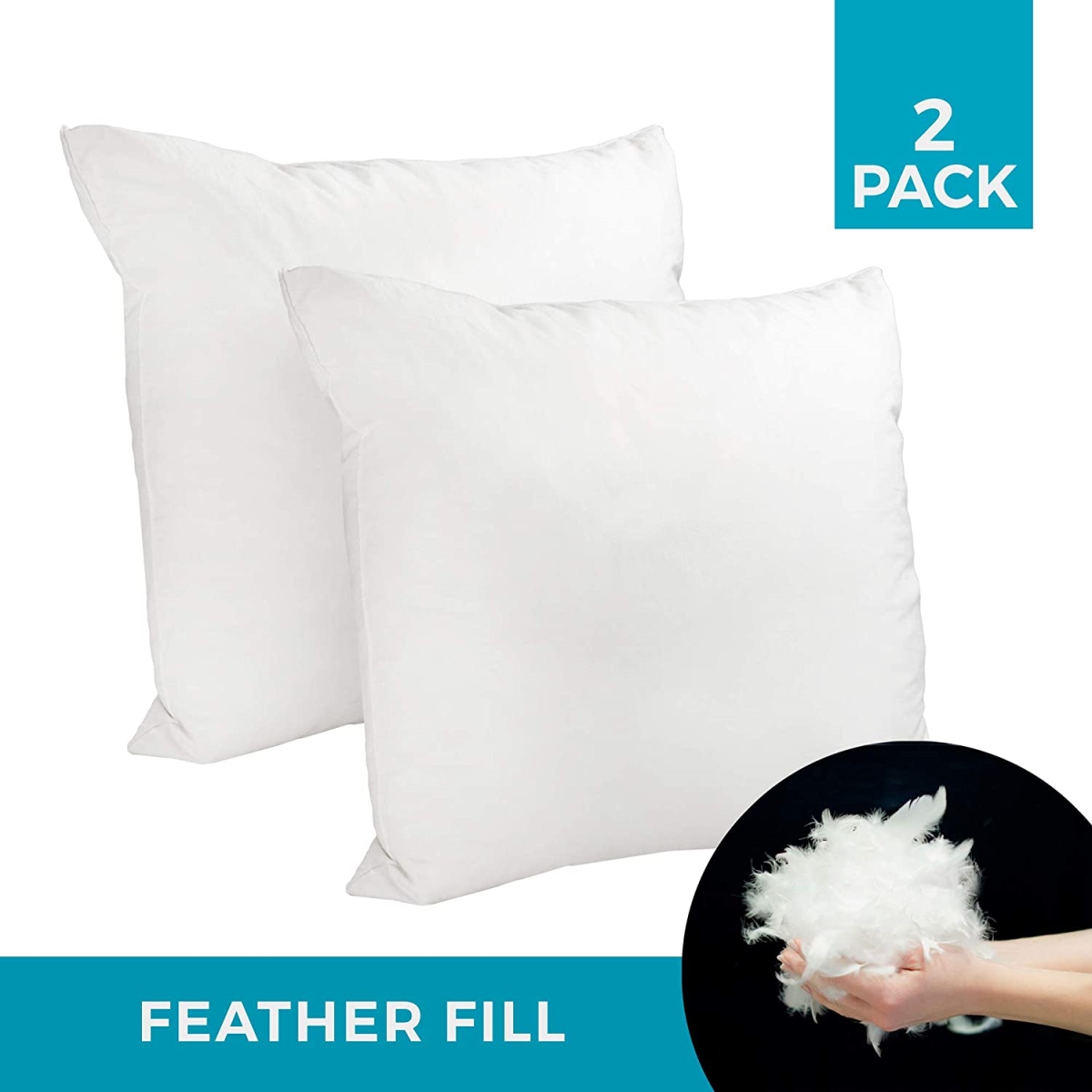 Standalone Premium Feather Replacement Cushion Insert&#44; 14&' x 20&'&#44; 2-Pack