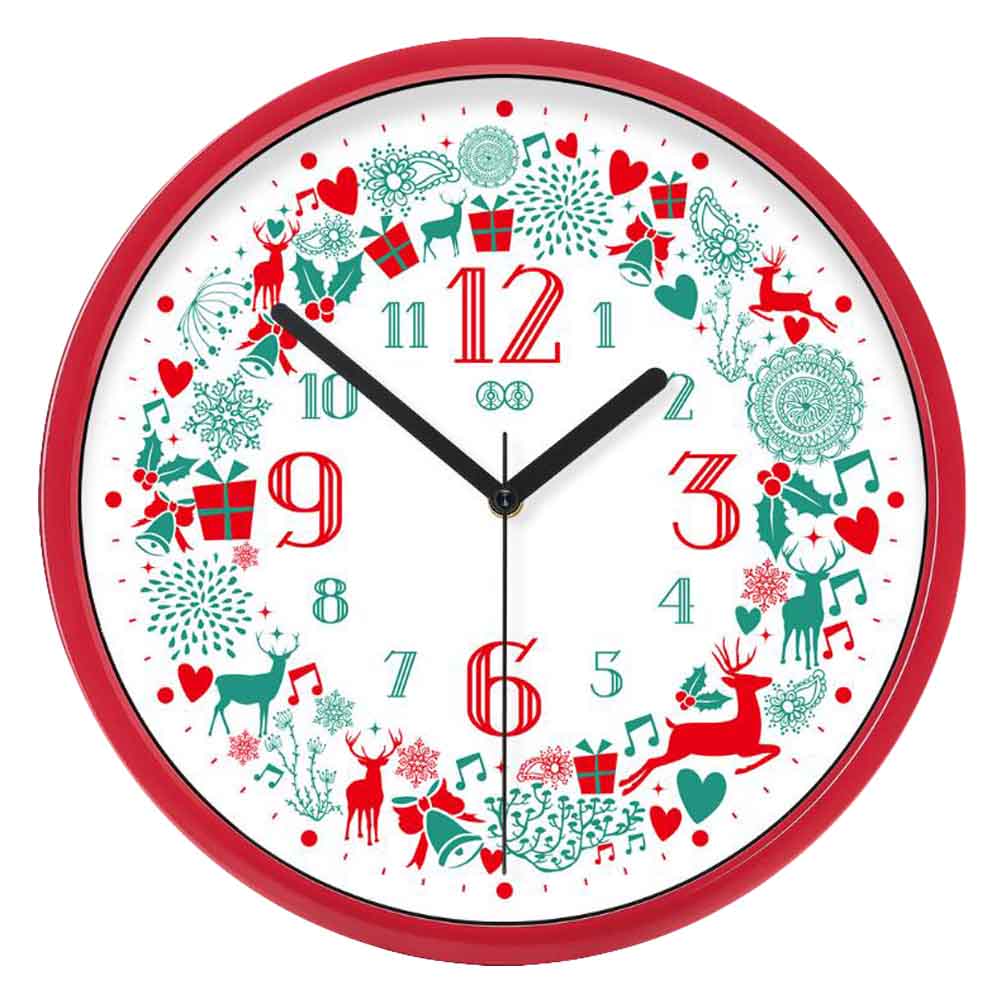 Agenda 12 in. Merry Christmas Wall Clock Silent Non-Ticking Battery Wall Clock Home Decor