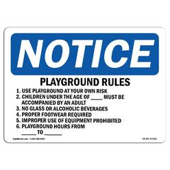 Amistad 12 x 18 in. OSHA Notice Sign - Playground Rules 1. Use Playground At Your Own Risk