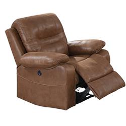 DeluxDesigns 41 in. leatherette Reclining Chair with USB Port&#44; Brown