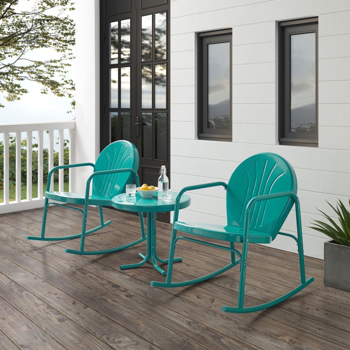 Turquoise outdoor rocking deals chair