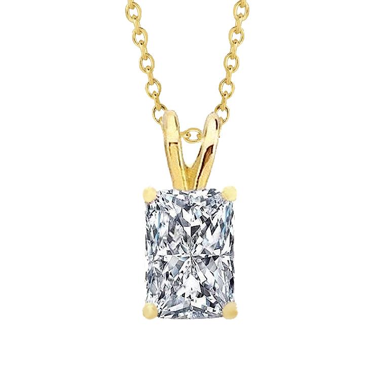 Glitter 1.5 CT Radiant Cut Diamond Necklace Pendant&#44; 14K Yellow Gold