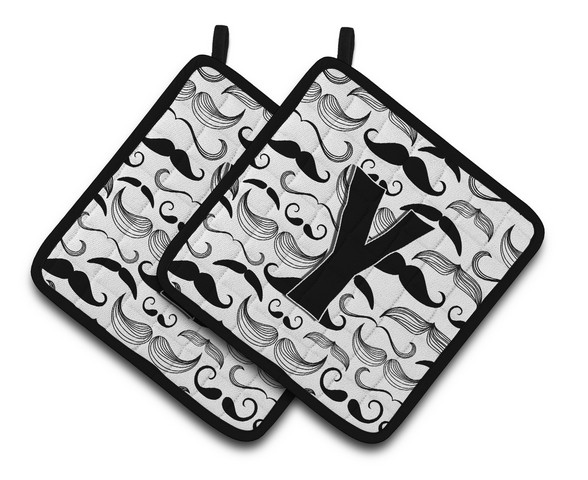 CoolCookware Letter Y Moustache Initial Pair of Pot Holders - 7.5 x 3 x 7.5 in.