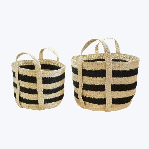 Drop Ship Baskets Braided Jute Basket with Handles - Set of 2