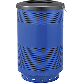 Designed to Furnish 55 gal Perforated Steel Receptacle with Flat Lid - Blue