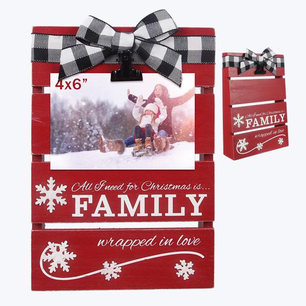 Designs-Done-Right 4 x 6 in. Wood Tabletop Christmas Photo Clip with Bow