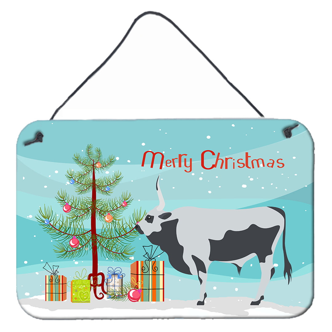 JensenDistributionServices Hungarian Grey Steppe Cow Christmas Wall or Door Hanging Prints