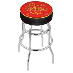 John Hancock 30 in. L7C1 - 4 in. Jimi Hendrix Experience Red Cushion Seat with Double-Ring Chrome Base Swivel Bar Stool