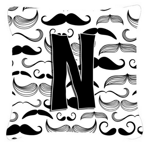 JensenDistributionServices Letter N Moustache Initial Canvas Fabric Decorative Pillow