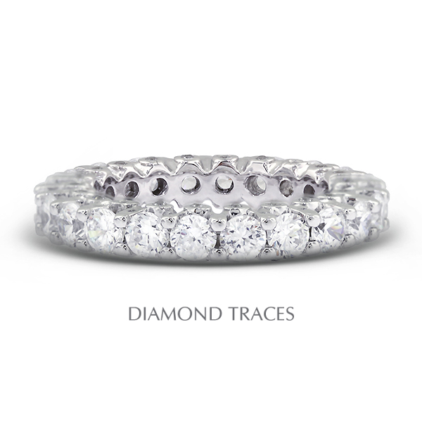 Glitter 18K White Gold Prong & Bezel Setting- 4.21 Carat Total Natural Diamonds Modern Eternity Ring