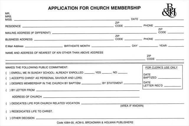Made-to-Stick Form Application For Church Membership