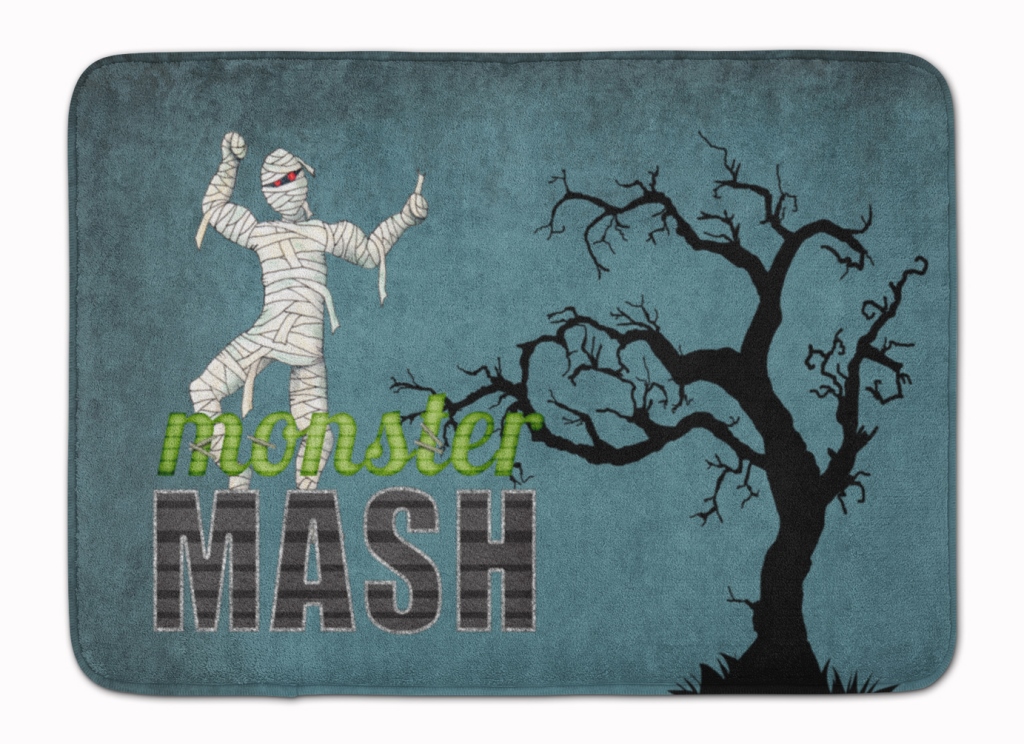 JensenDistributionServices Monster Mash with Mummy Halloween Machine Washable Memory Foam Mat