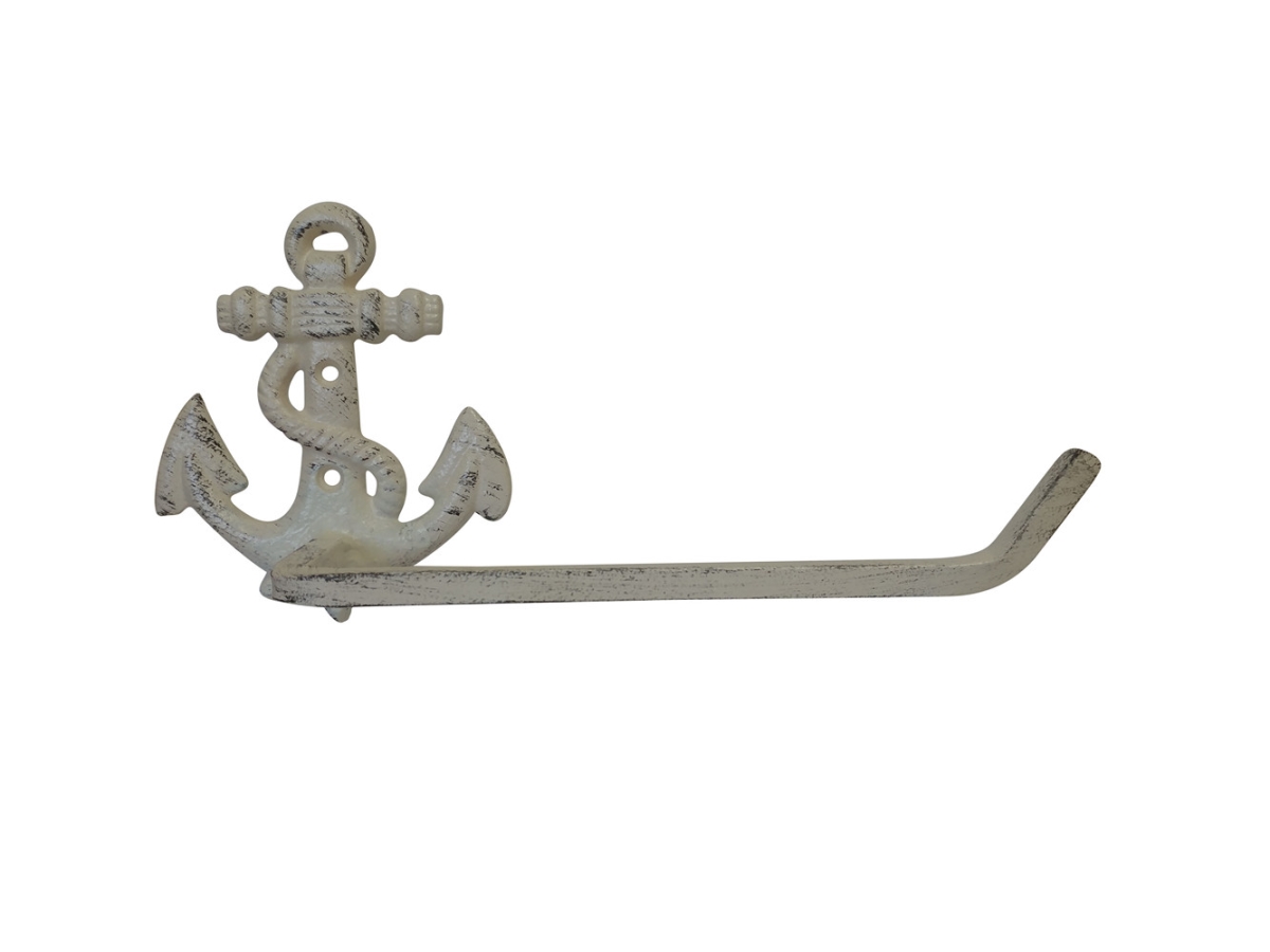 ProComfort 5 x 3 x 10 in. Aged White Cast Iron Anchor Toilet Paper Holder