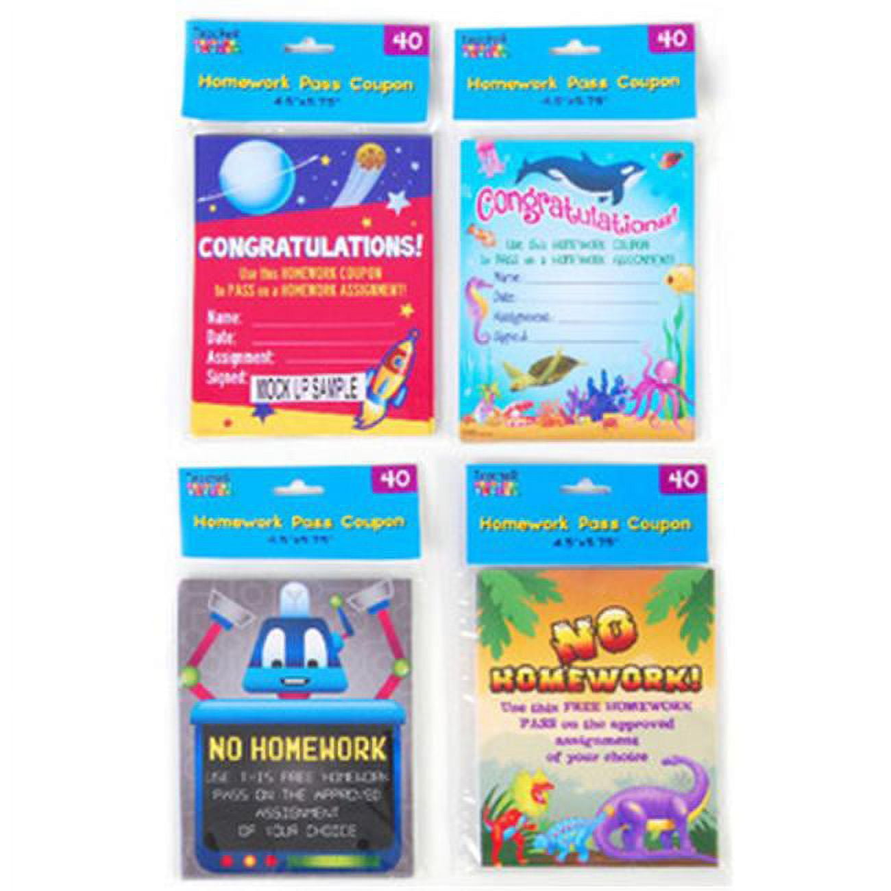 PartyPros Homework Pass Coupon Sheets Case of 48