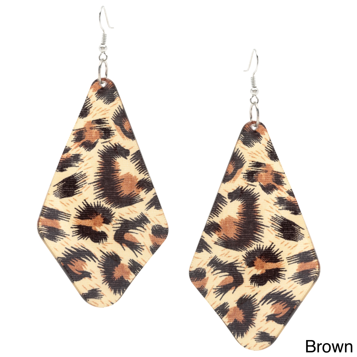 Precious Stone Animal Print Leopard Lucite Fan Drop Earrings