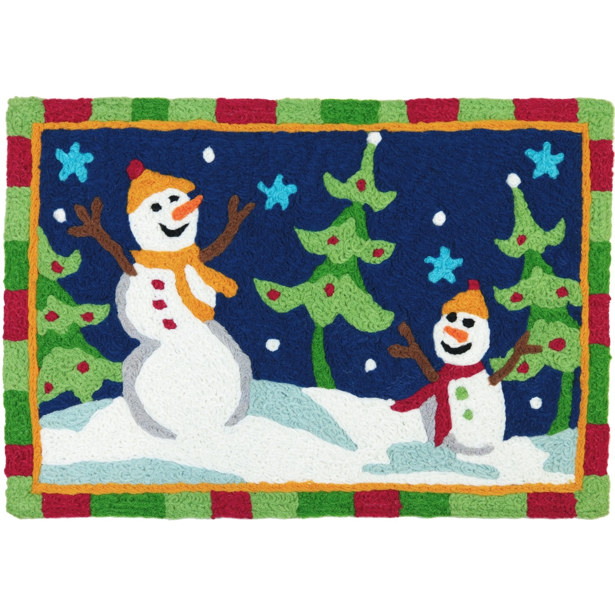 Perspectiva 20 x 30 in. Dancing Christmas Trees & Santa Accent Rug