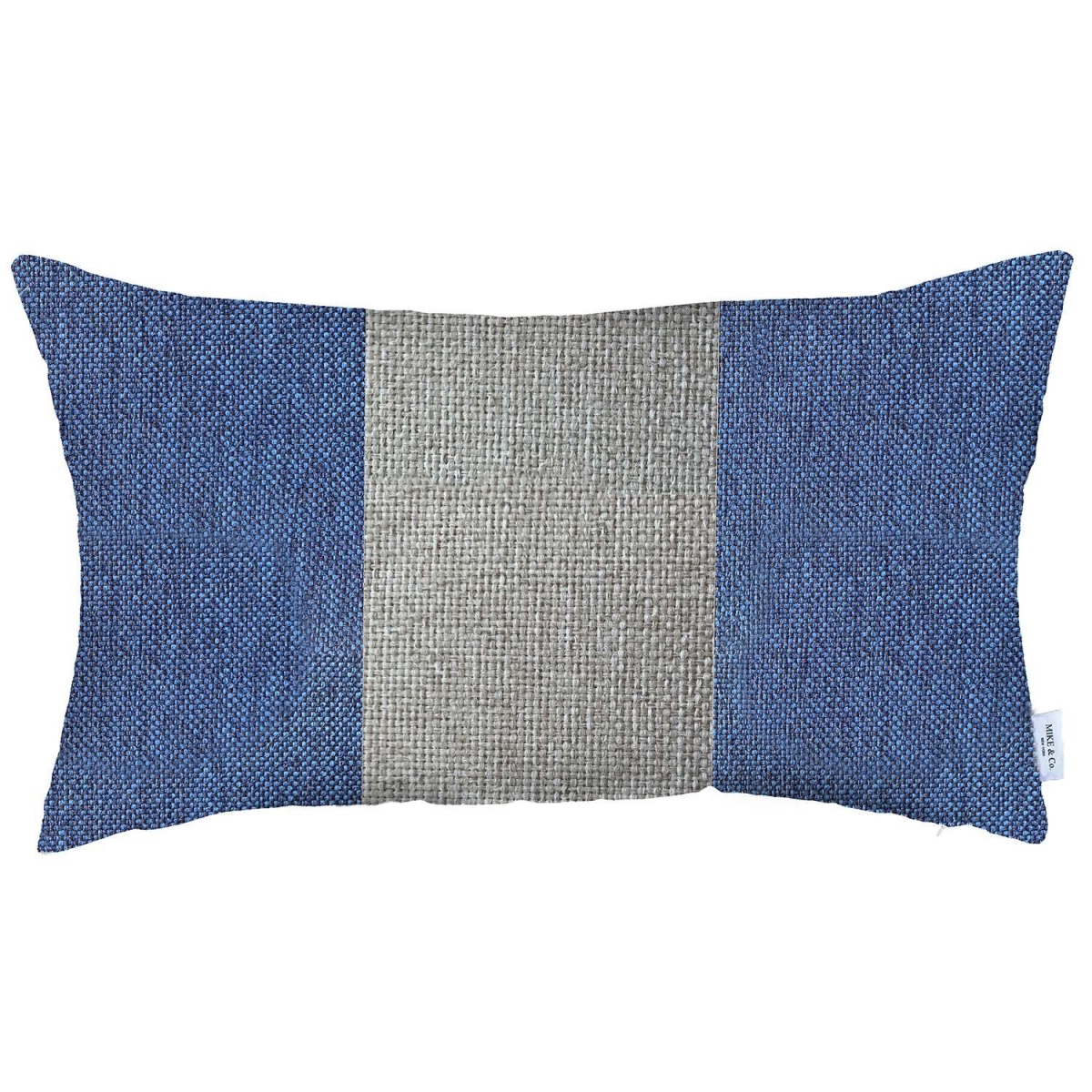 PalaceDesigns 0.1 x 12 x 20 in. Blue & Gray Geometric Zippered Handmade Polyester Lumbar Pillow Cover