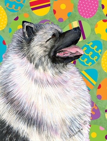 PatioPlus Keeshond Easter Eggtravaganza House Size Canvas Flag - 28 x 40 in.